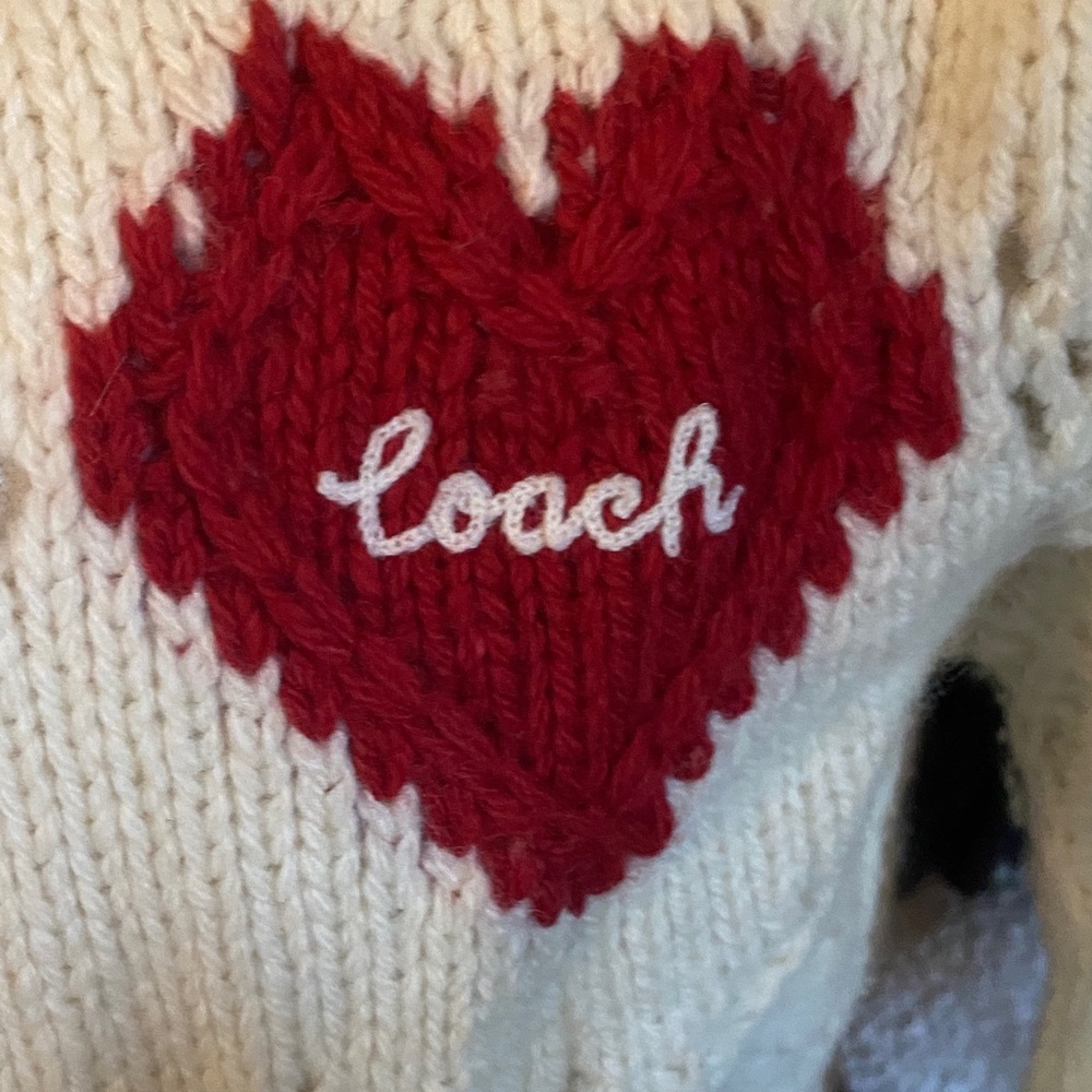Coach Cream cable knit Sweater with Red Heart - Picture 3 of 6